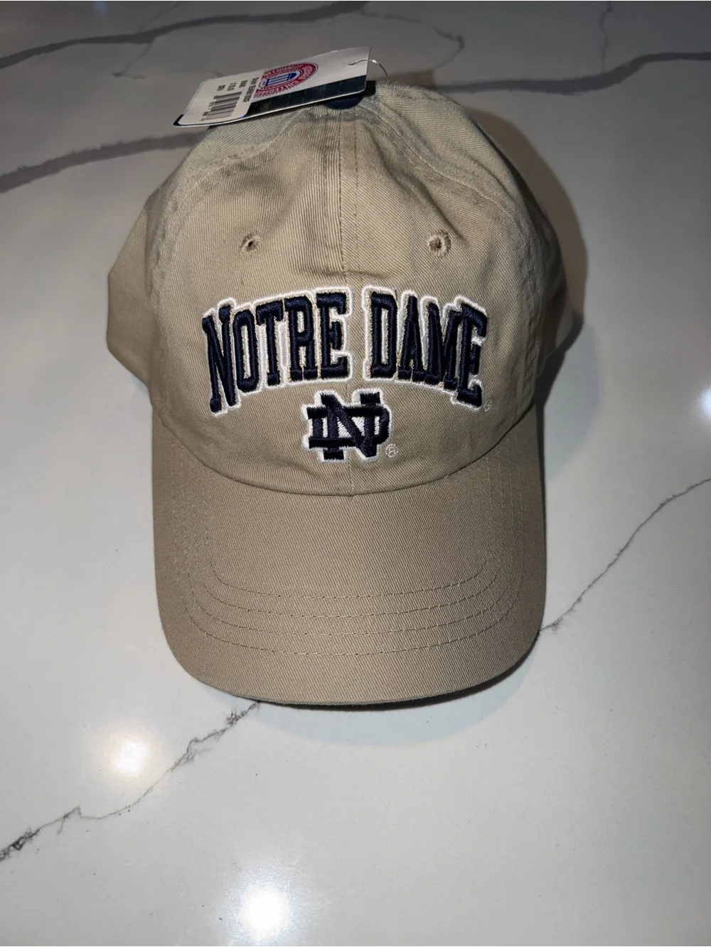 Notre Dame Embroidered Baseball Cap - Khaki